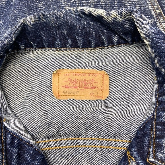 Men's Vintage 80s Levi's Trucker Jean Jacket 70508-0227 Acid Wash Denim Made in - Picture 10 of 14